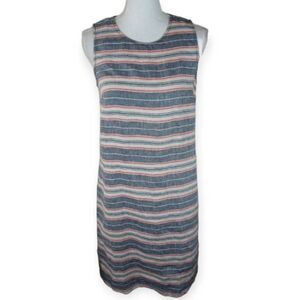 ST. TROPEZ WEST BLUE, RED, & WHITE LINEN DRESS SZ.0 EUC.